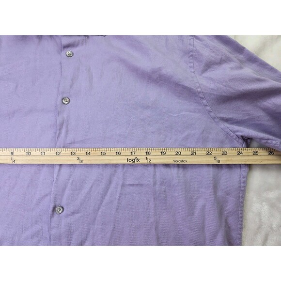 Calvin Klein Mens 17.5 Slim Fit Purple Long Sleeve Button Up Shirt - Picture 5 of 8